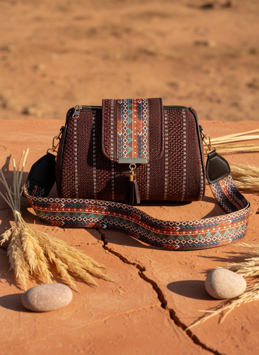 Handcrafted Jute Sling Bag - Ethnic Boho Crossbody Bag