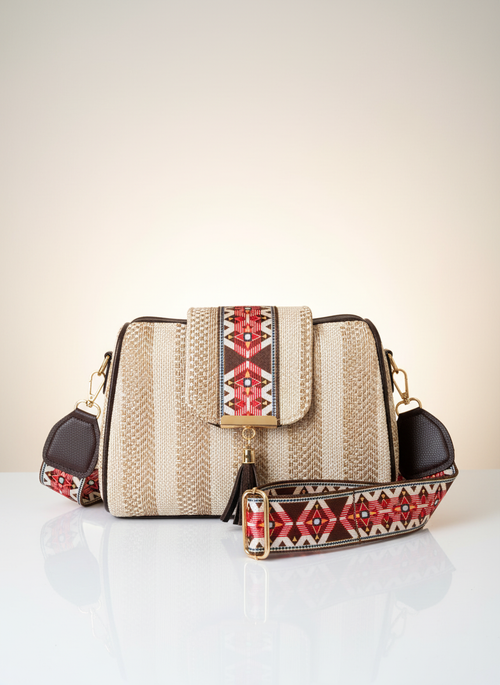 Handcrafted Jute Sling Bag - Ethnic Boho Crossbody Bag